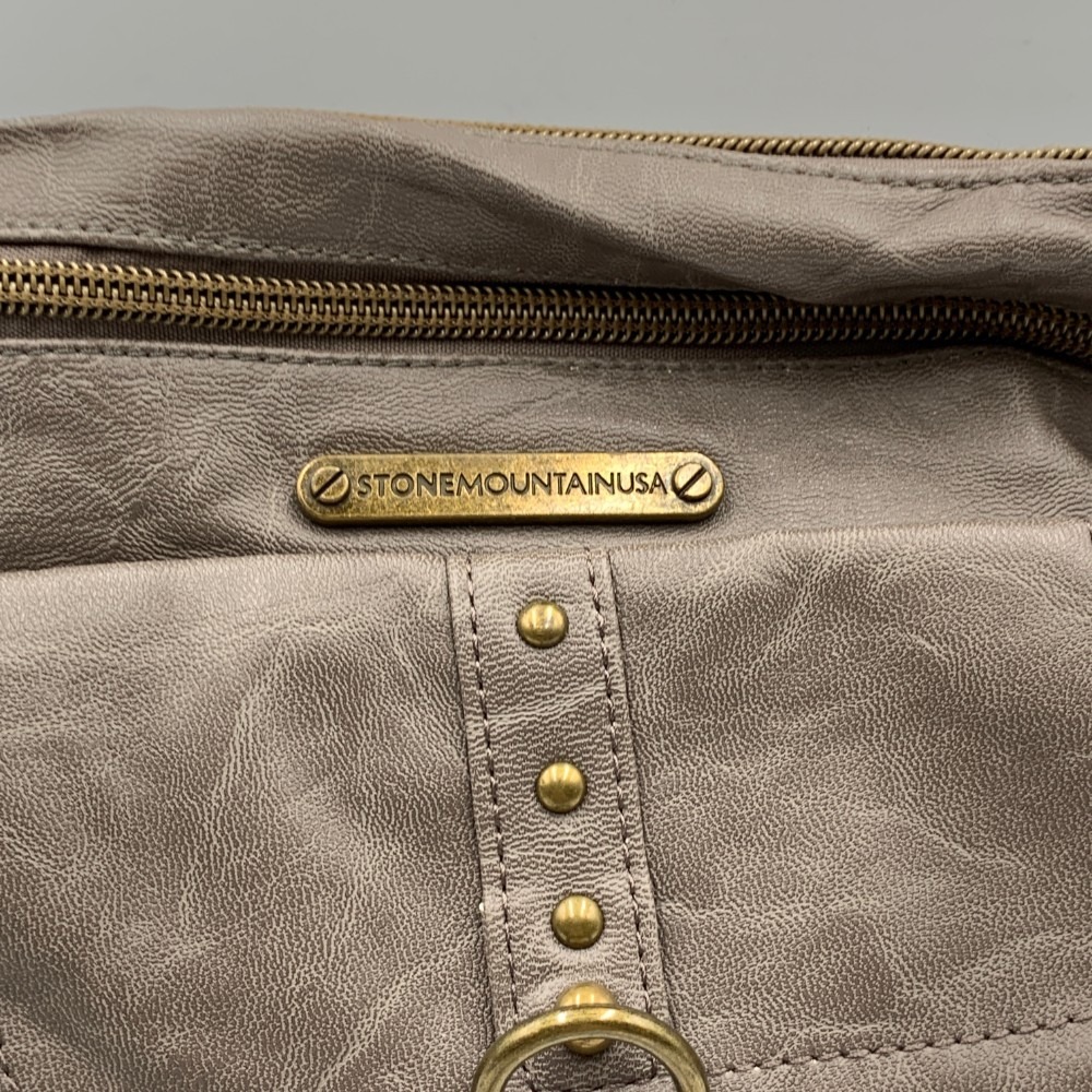 Stone Mountain Women's Handbag Gray Smoky Studded Adjustable Strap Crossbody Bag - Picture 3 of 12